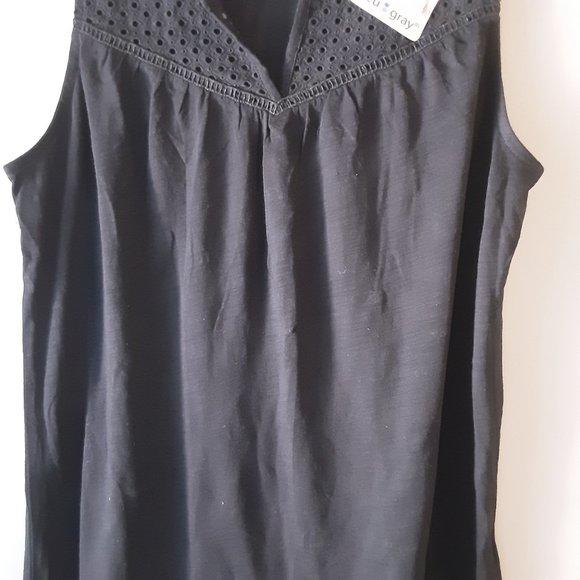 🌞 Bleu Gray New with Tags Cotton Modal Black Sleeveless Top Size Small - Picture 3 of 13